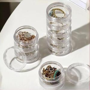 3 Layer Plastic Jewelry Organizer / Transparent Round Storage Box / Mini Stackable Bead Container