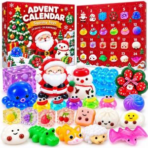 PRETTY 24Pcs Countdown Calendar Christmas Fidget Toy Set Dumpling Christmas Toy Squishy Pinch Toy Kit Mysterious Colorful Slow Rising Squeeze Toy Christmas Gift