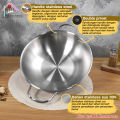SUPRA wok 28cm + steamer + tutup kaca kombinasi stainless steel impact SUS 304 professional series / panci wajan penggorengan handle. 
