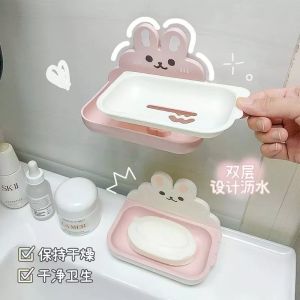 Tempat Sabun Batang Model Rabbit Tempel Kotak Sabun Karakter Kelinci Tempat Penyimpanan Sabun Organizer