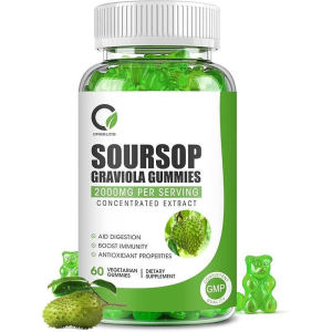 (Wallets) Soursop Graviola Gummies Organic Soursop Leaves and Seeds Extract with Vitamin C Zinc Digestive Aid Immune Support and Antioxidant Properties Gluten Free Vegan 60 Gummies