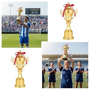 SJJL Large Size Metal Trophy 53/47/42/37CM Metal Material High End Medal Fans Souvenirs Keepsake Design Football Trophy Annual Meeting