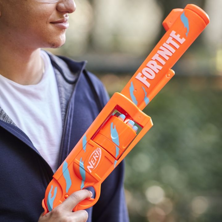 Nerf Fortnite 6-SH Dart Blaster -- Camo Pulse Wrap, Hammer Action ...