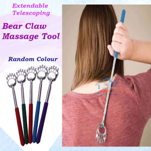 【EXTENDABLE】Stainless Steel Bear Claw Massage Tool Retractable Back Scratcher Telescopic Back Massager Back Itch Tickle Scratching Flexible Adjustable Length Hand-Shaped Back Scratching Stick Back Itching Claw Massager Portable
