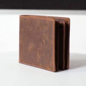 RFID Blocking Men Wallets Vintage Cow Genuine Leather Male Handmade Custom Coin Purse Short Wallet