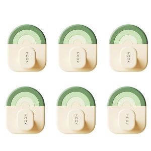 YINGXING 6Pcs Plastic Rainbow Hook Self Adhesive No-Drill Clothes Hook Creative Waterproof Key Holder For Home