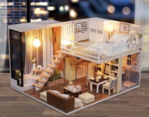 [Ready Stock] DIY Dollhouse Miniature Teenagers Dollhouse Kits Mini Furniture Decoration Kids Miniatures Collection Adults DIY Toys with Music Box