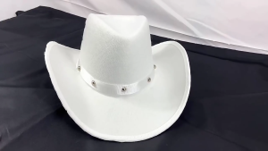 Adjustable Western Hat White Pink Studs Durable Breathable Fabric Perfect For Music Festivals Outdoor Activities