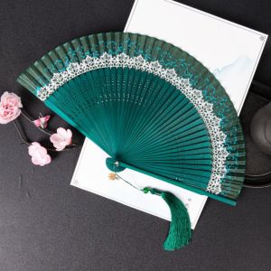 XUANY Folding Folding Fan Change Color With Tassel Dance Fan Ancient Bamboo Hanfu Photography