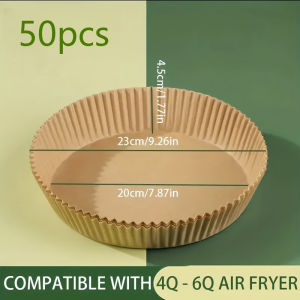 50/100/150/200pcs Air Fryer Disposable Paper Liner Disposable Perforated Non-Stick Steaming Basket Mat Kitchen Tool