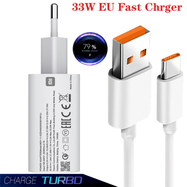 33w Turbo Charger For Xiaomi Pad Redmi Note 10 EU Fast