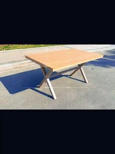 Outdoor Heavy Duty Courtyard Table Commercial Grade Wood Long Table Balcony Table Waterproof Worry Free