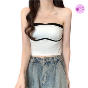 เสื้อเกาะอก ครอป ฟองน้ำในตัว (แถมสายใส) รุ่น 1111