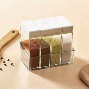 Johor Seller | Kitchen Seasoning Storage Box Transparent Seasoning Box Rack Seasoning Tank Storage Container Seasoning Tank Kitchen Ute