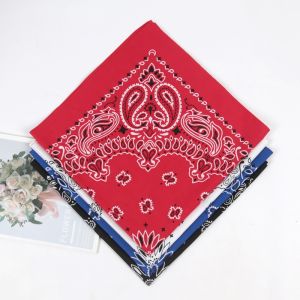 Black Big Size 70CM Square Bandana Scarf Paisley Patterns Print Cotton Bandana Headwear for Women
