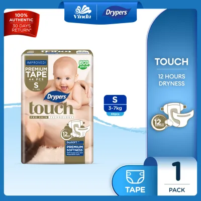 Drypers Touch Baby Tape Diapers NB80/ S44 (1 Packs) - Super Soft & Gentle Care