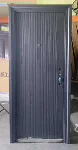 SET Pintu BAJA Utama / Pintu Kamar Besi Motif garis Lengkap dengan Kusen Baja + Handle Engsel Kunci