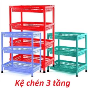 Kệ úp ly chén dĩa nhựa 3 tầng sắp xếp đồ dùng nhà bếp gọn gàng