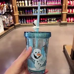 FCDisney Tumbler Plastic Water Mug with Straw Frozen Little Mermaid Ariel Bottle Cup with Glitter and Confetti