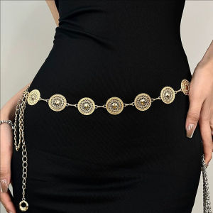 Retro Metal Waist Chain Inlaid Boho Body Chain Elegant Chain Belt For Women Fashion Dress Decoration