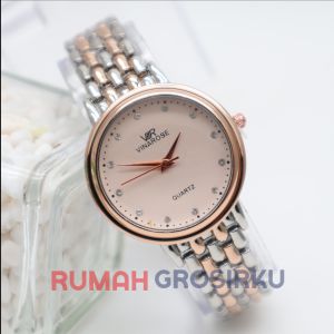 Jam Tangan Wanita Mewah Analog Rantai Stainless Steel Premium Elegan JR 4063