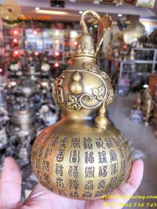 Hồ Lô Bách Phúc Bằng Đồng Phong Thủy Cao 23cm Nặng 1kg - 100 Chữ Phúc