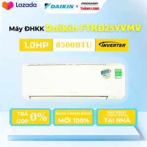[TRẢ GÓP 0%  LẮP ĐẶTMIỄN PHÍ TẠI KHU VỰC TỈNH BÌNH THUẬN ] Máy lạnh Daikin Inverter 1.0HP FTKB25YVMV Công Nghệ Nhật - Siêu Êm - Làm Lạnh 5 Chế Độ - Hỗ Trợ Lắp Đặt Tận Nơi  BẢO HÀNH 1 NĂM LINH KIỆN – 5 NĂM MÁY NÉN