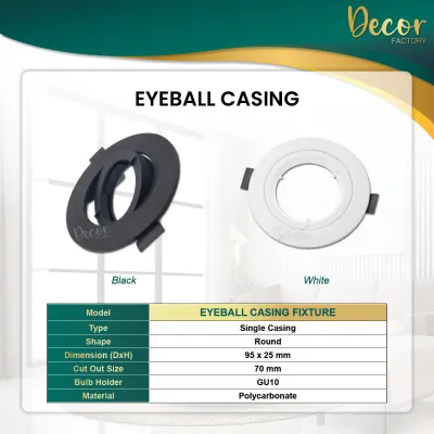 LED Eyeball Casing GU10 Eyeball Fixture Die Cast Aluminium Recessed Spotlight Casing Fitting Replaceable Fitting