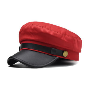 [ Sản phẩm bán chạy ] Mũ nữ được vận chuyển từ Trung Quốc PU Mũ Beret Da Đế Bằng Mũ Cotton Đa Năng Thoáng Khí Mũ Hình Bát Giác Nữ Phong Cách Anh Quốc Khóa Da k1