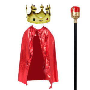 3 In 1 King Costume / Kings Crown / Kostum Raja Robe Wand Crown Halloween