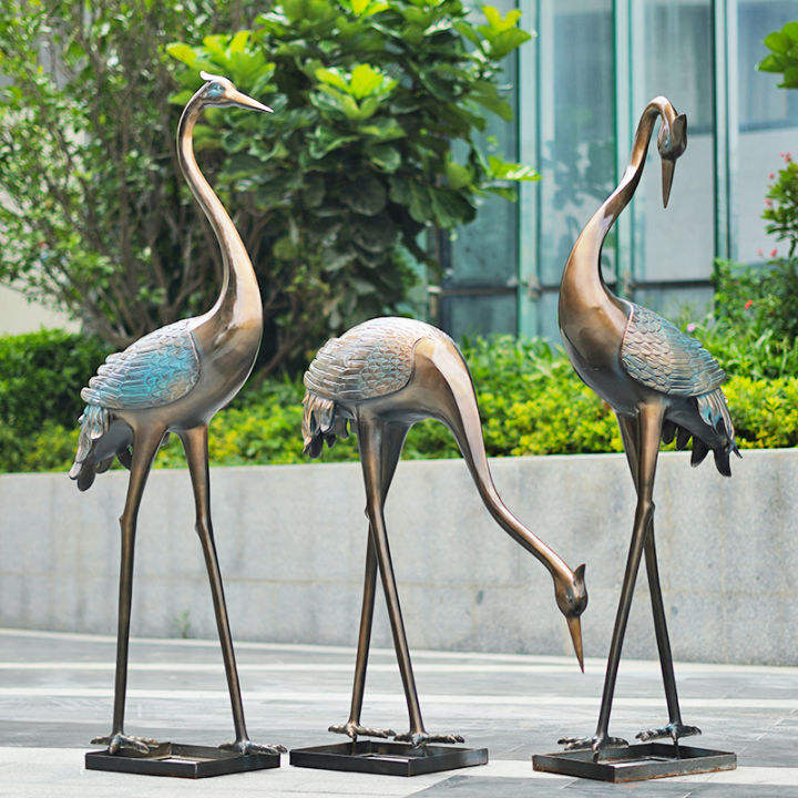 Outdoor Glass Fiber Reinforced Plastic Bronze Crane Ornaments Sales 