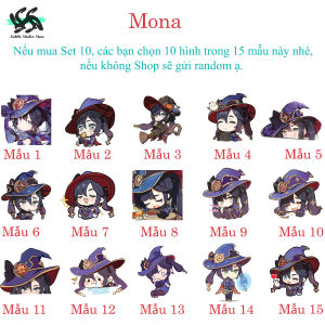 Genshin Impact - Set 10/15 Sticker Mona / Mona Megistus game Genshin Impact hình dán chibi cute trang trí vali điện thoại laptop mũ bảo hiểm.. siêu đẹp chống nước chống xước