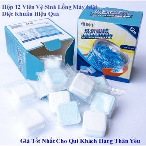 Hộp 12 Viên Tẩy Vệ Sinh Lồng Máy Giặt Sủi sạch vi khuẩn Tẩy Sạch Cặn Bẩn Lồng Giặt