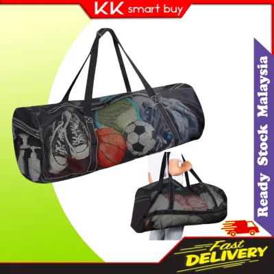 Sport Bag Large Size for Basketball Football Snorkeling Diving Swimming with 3 Pockets Breathable Mesh Double Zipper Large Capacity 37 x 15 x 15 inches Plain