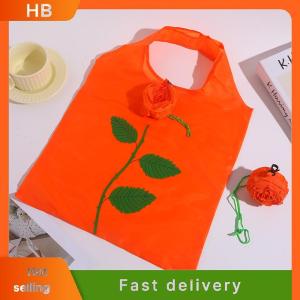 HB Rose Flower Foldable Shopping Bag Portable Large Capacity Folding Tote Bag Lightweight Durable Travel Handbag Storage Pouch
