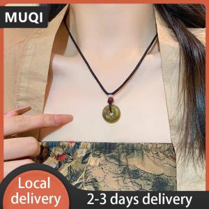 [COD] MUQI Ship within 24 hours Chinese Style Fashion Retro Braided Rope Necklace Butterfly Flower Moon Safety Lock Pendant Necklace For Women Vintage Jewelry