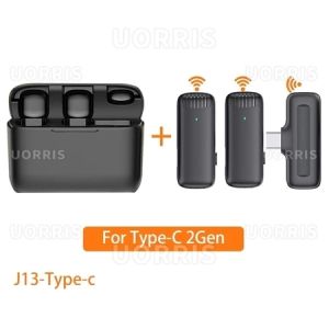 UORRIS Mini Microphone Bluetooth Mikrofon dengan Kotak Pengisi Daya Nirkabel Lavalier tanpa kabel hp Lapel Mic wireless clip on untuk YouTube TikTok Facebook Live