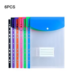 OKKFINE 6 pcs Plastic Binder Folders Clear A4 Binder Pocket 11 Holes Punched Pockets Home