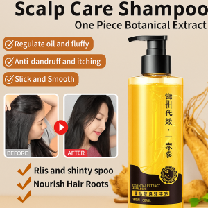 Ginseng Black Hair Shampoo Deep Cleans Follicles Nourishing Hair Root Removes Dandruff And Controls Oil Herbal Extract Gentle Shampoo