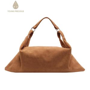 Trendy Women Tote Bag Faux Suede Large Capacity Shoulder Bag for Office and Casual Events in Olive Green