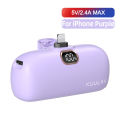 KUULAA 5000mAh 20W Mini Powerbank Type C Fast Charger Small Tesla Battery Portable Charger with Built-in Cable for Xiaomi Samsung Huawei Power Bank Lipstick Size Portable Powerbank Fast Charging  for iPhone 15 14 13 12 Pro Max. 