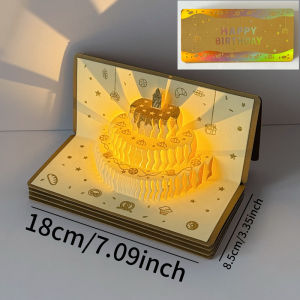 Oldlaiben 3D Birthday Red Envelope LED Light Music Card 6 Grids Money Bag Creative Angpao Spring Festival Ramadan Gift