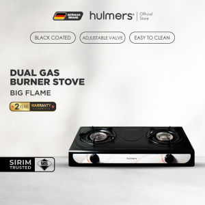 Hulmers (SIRIM Certified) Dapur Gas Pembakar Keluli Tahan Karat Salutan Hitam | Dual Burner Stainless Steel Black Coated Gas Stove