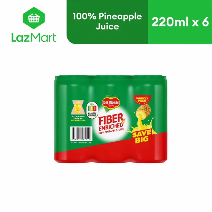 Del Monte 100% Pineapple Juice Drink Fiber Enriched 220ml - Buy 6 Save P10 | Lazada Philippines
