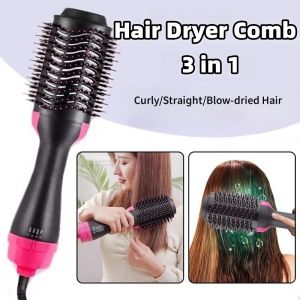 One Step Hair Dryer and Styler Volumizing Hot Air Brush 3 in 1 Straightening and Drying Blower Brush Curler Comb