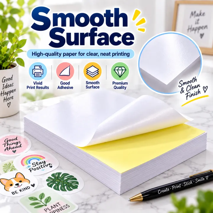 A4 Sticker Label Paper 🇸🇬 50 sheets*100sheets / A4 Sticker Label Paper Glossy Full Page 50/100 ...