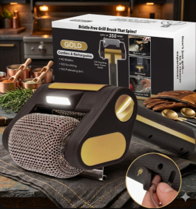Cordless Electric Grill Brush Rechargeable BBQ Cleaner Tool with LED Light Bristle-Free