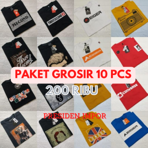 PAKET GROSIR 10 PCS KAOS PRIA DEWASA FASHION TERMURAH UKURAN M L XL DAN XXL/ PAKET 1 LUSIN