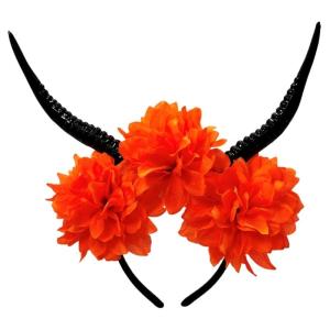 Comfortable Resin Simulation Antelope Horn Headpiece Fashion Headwear With Floral Design For Cosplay Event