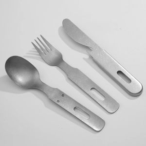 Camping Portable Fork Spoon Set Home Vintage Dining Utensils Picnic Stainless Steel Tableware